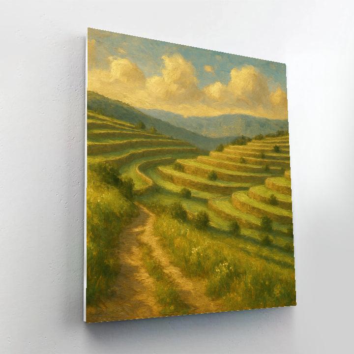 Sunlit Stone Terrace Hills paint by number