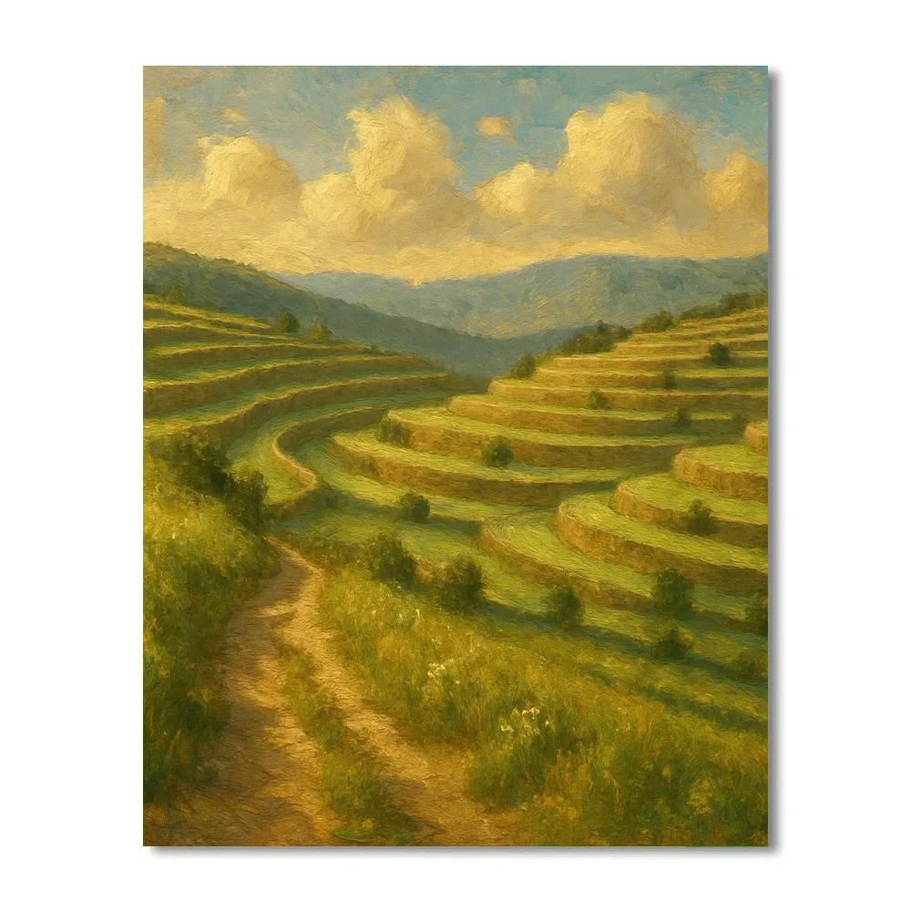 Sunlit Stone Terrace Hills paint by number