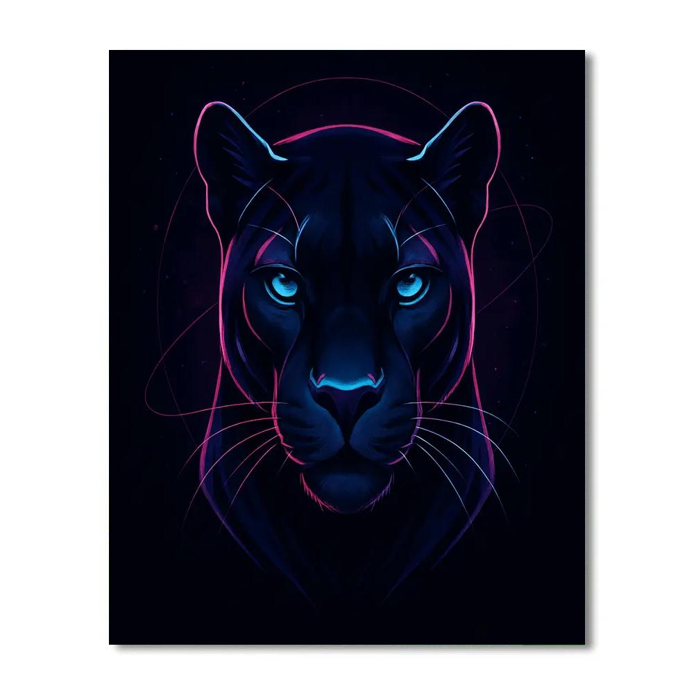 Galactic Neon Panther Spirit Paint by numbers art
