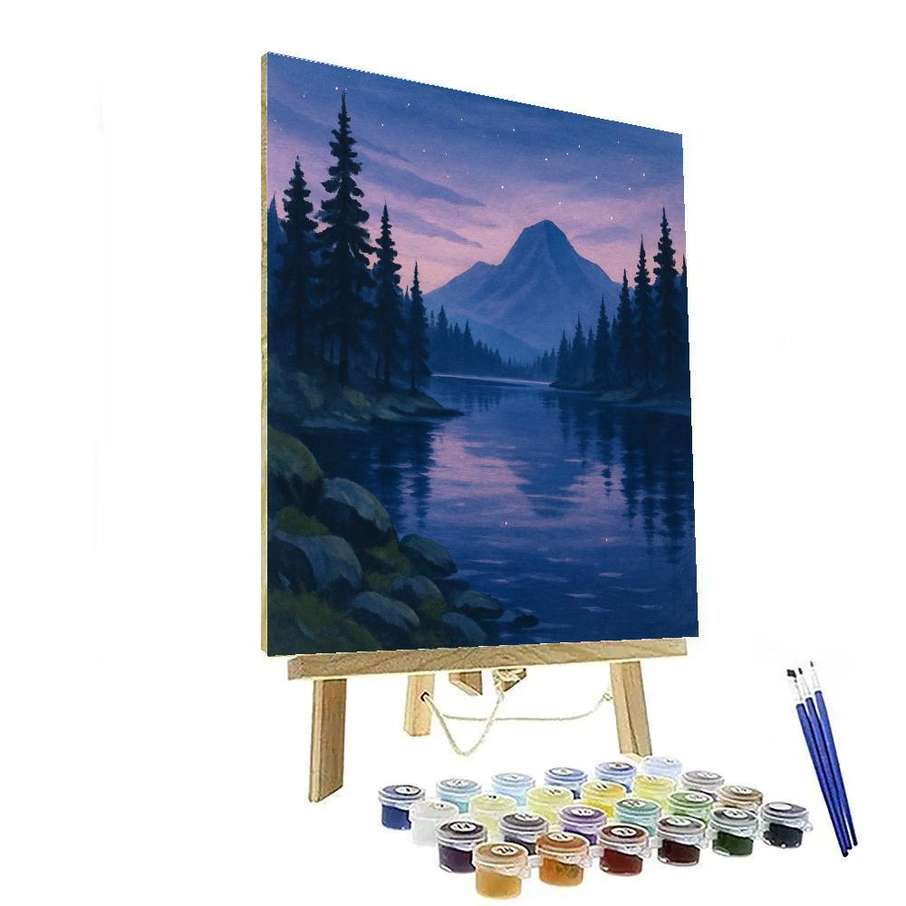 Twilight Pines By The Lake Paint by numbers art