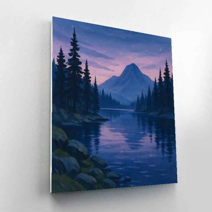 Twilight Pines By The Lake Paint by numbers art