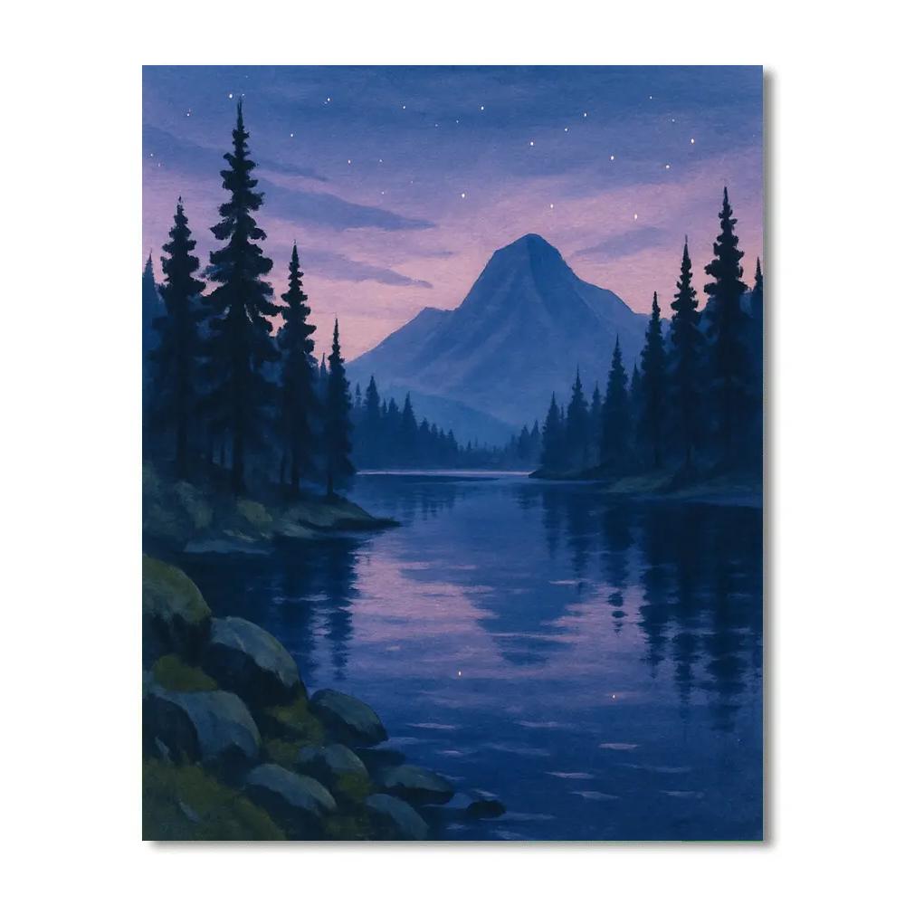 Twilight Pines By The Lake Paint by numbers art