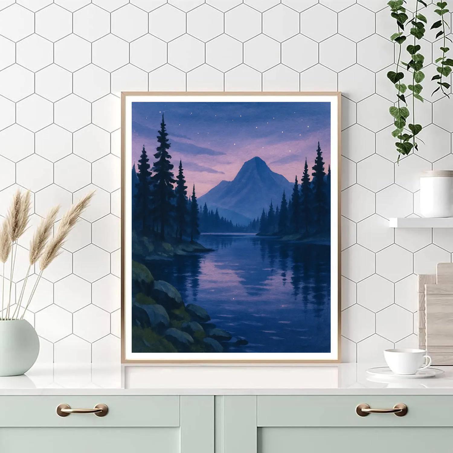 Twilight Pines By The Lake Paint by numbers art