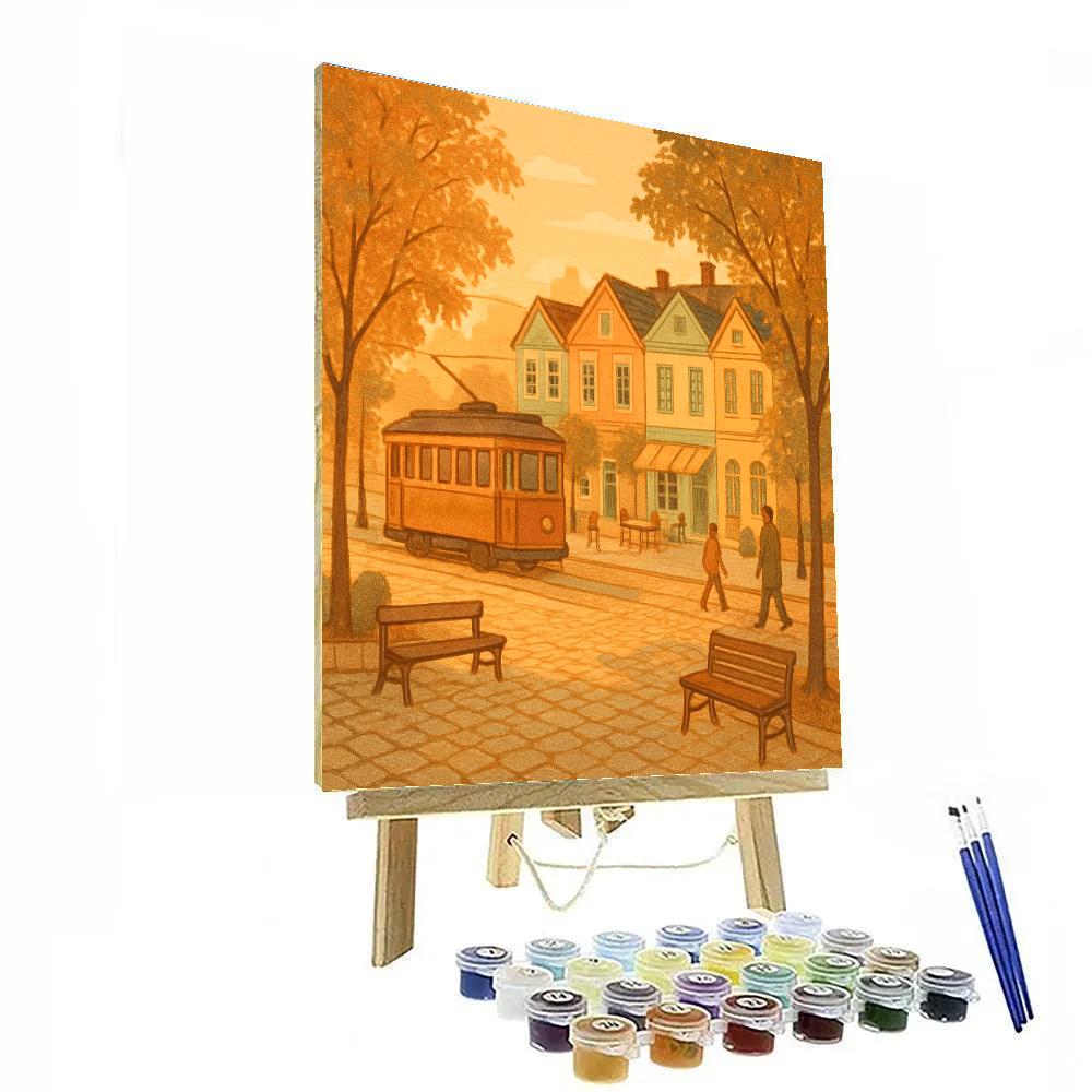 Sunlit Square With Quiet Streetcar paint by numbers