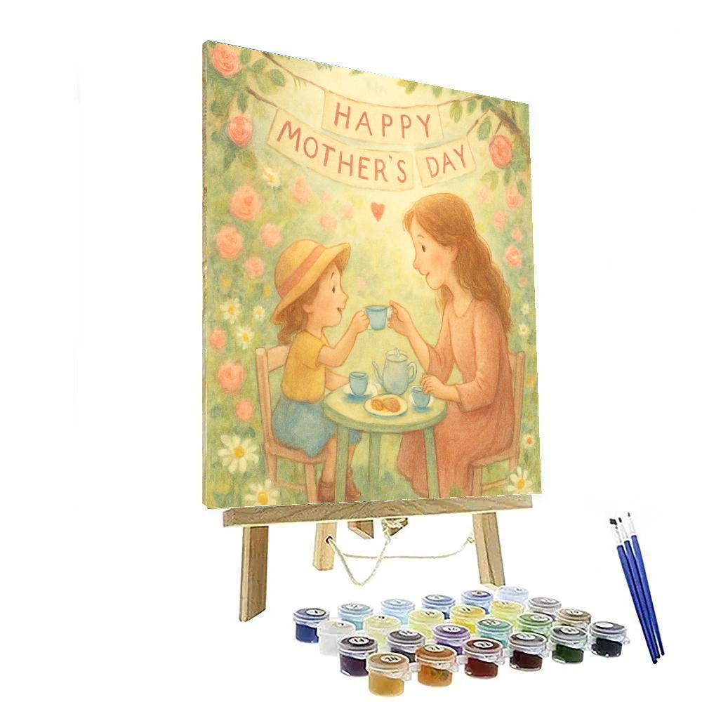 Tea Party For Two Mothers Day Garden Paint by numbers art