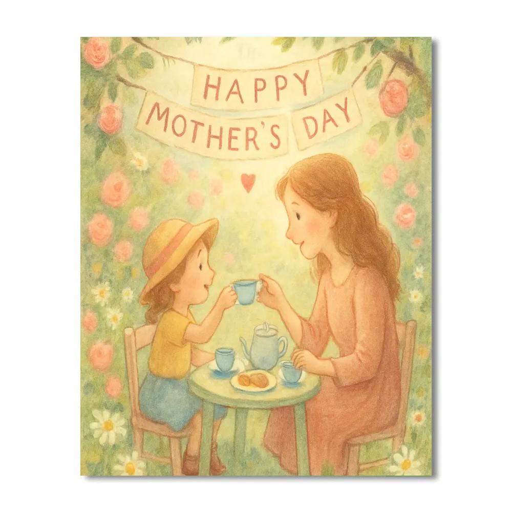 Tea Party For Two Mothers Day Garden Paint by numbers art