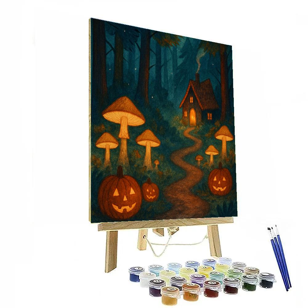 Enchanted Mushroom Path To The Lantern Cottage Number painting