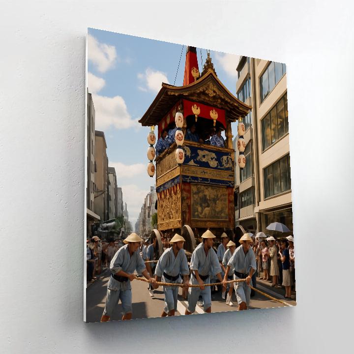 Gion Matsuri Procession In Kyoto Number painting