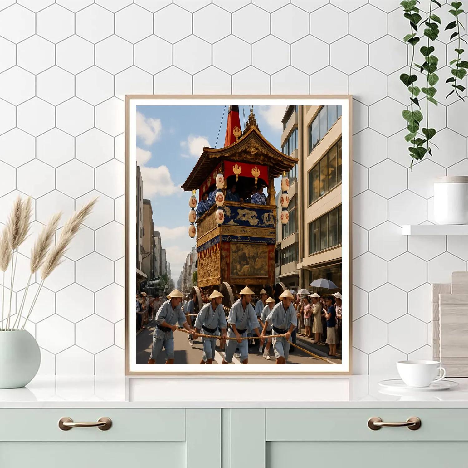 Gion Matsuri Procession In Kyoto Number painting