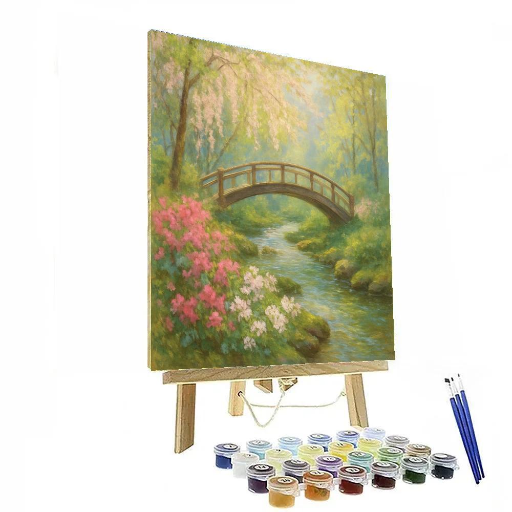 Spring Bridge In Blossom Glen paint by number
