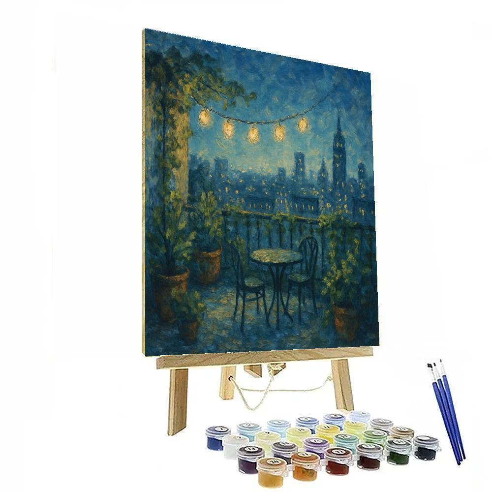 Midnight Garden Terrace Above The City DIY paint by numbers