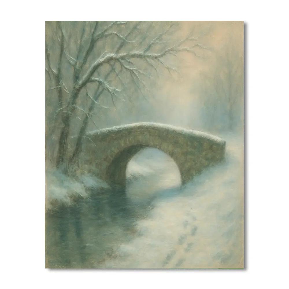 Snowy Bridge To Nowhere Number painting