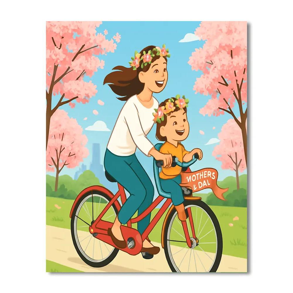 City Park Bike Ride With Mom Number painting