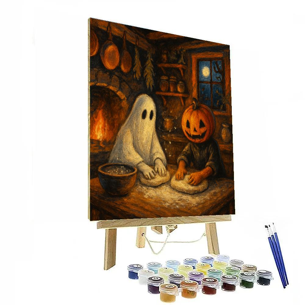 Midnight Baking In The Haunted Hearth Kitchen painting number kit