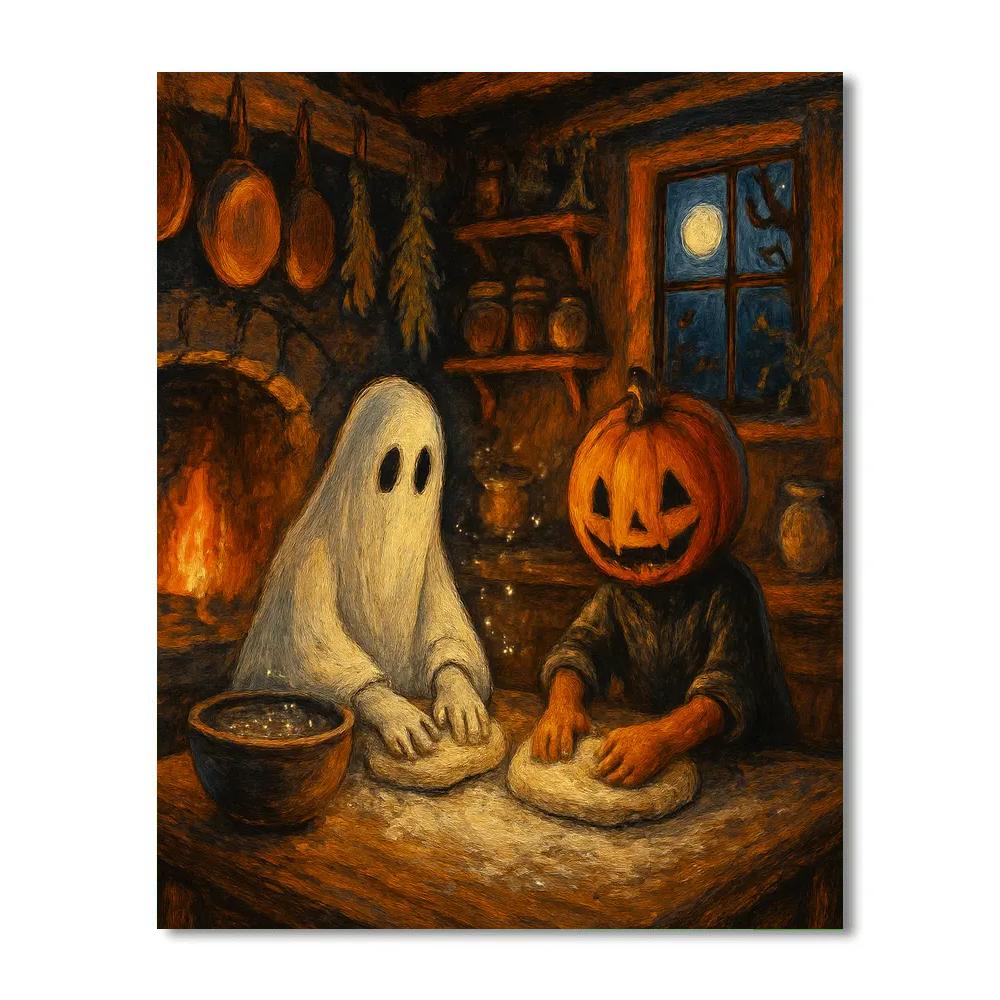 Midnight Baking In The Haunted Hearth Kitchen painting number kit