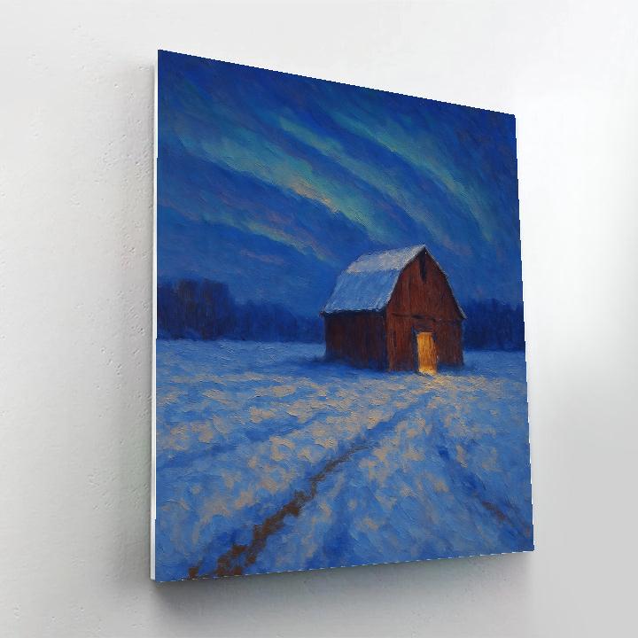 Twilight Barn And Northern Sky DIY paint by numbers
