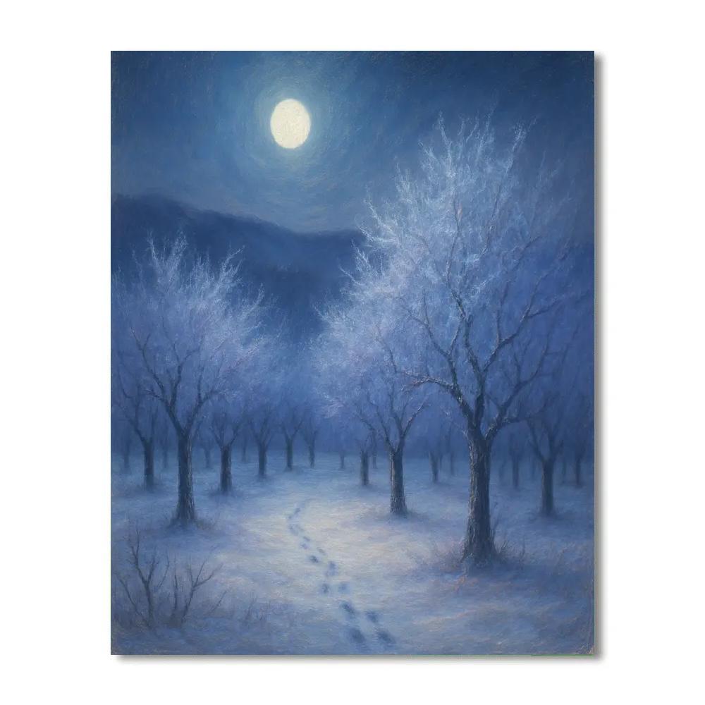 Moonlit Orchard In Frost painting number kit
