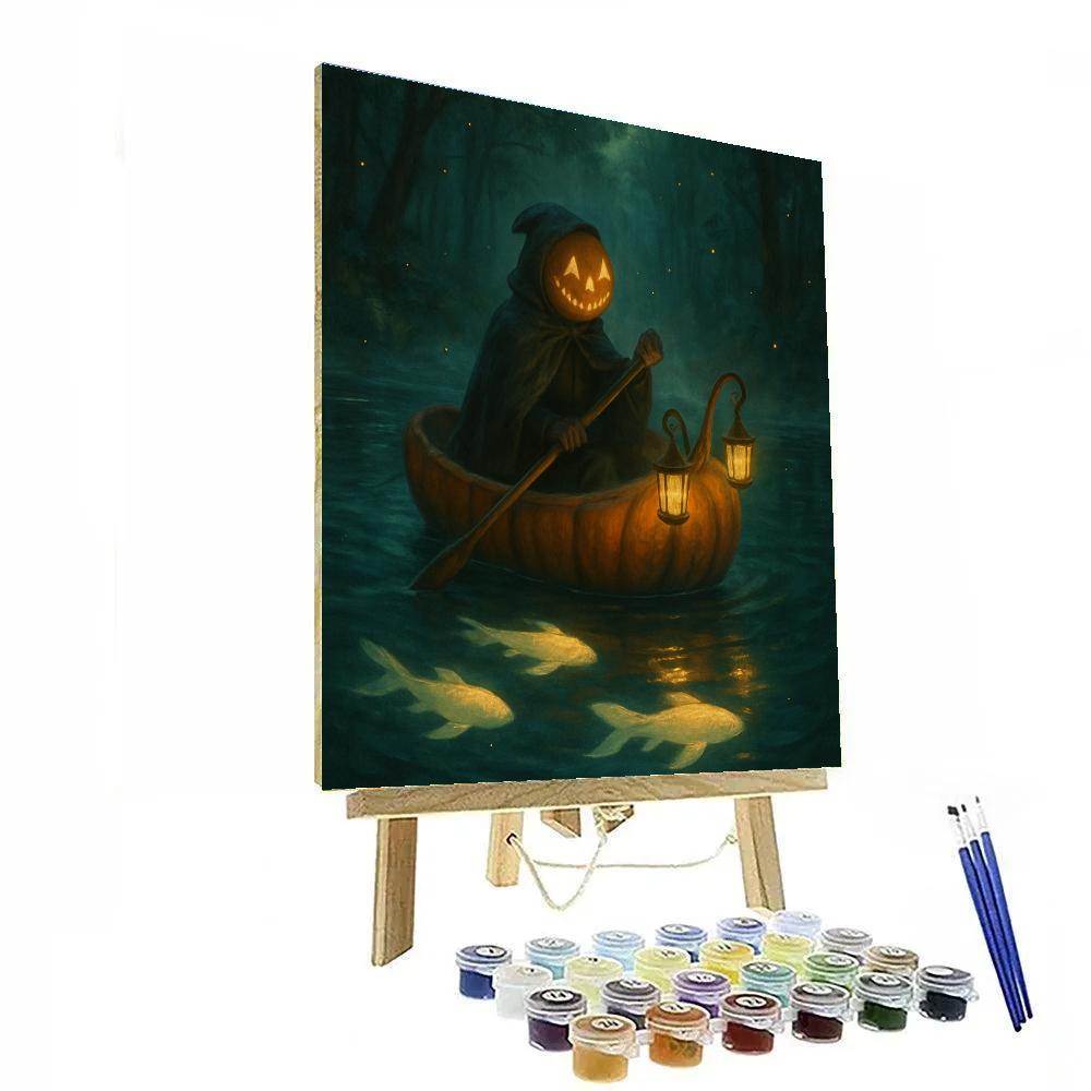 Lantern Boat On The Pumpkin Pond Numbered painting kits