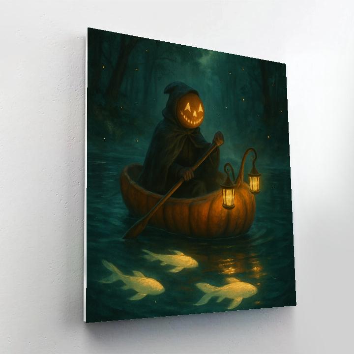 Lantern Boat On The Pumpkin Pond Numbered painting kits