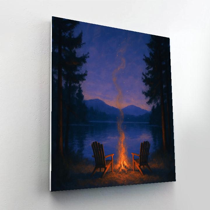 Evening Campfire Glow Across Mirror Lake Numbered painting kits