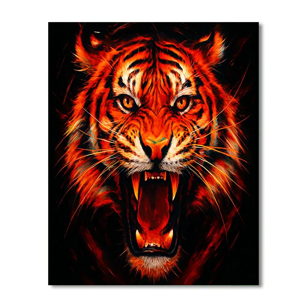 Solar Flare Tiger Roar Number painting