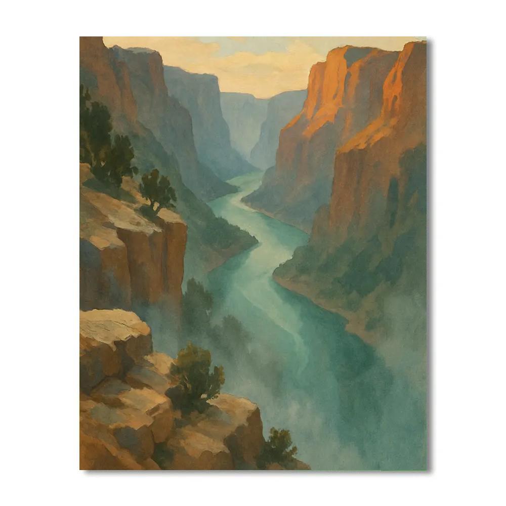 Emerald River Canyon Morning paint by number