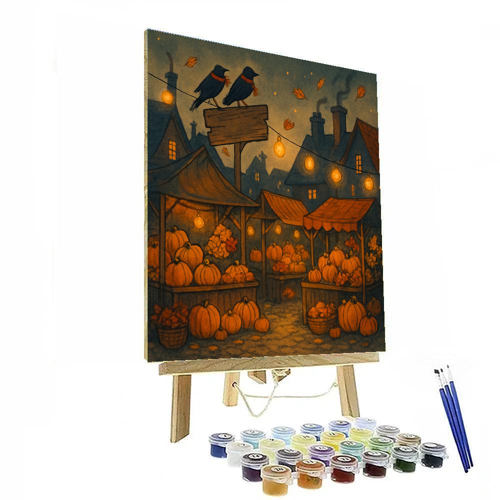 Cozy Crow Roost Above The Pumpkin Market Number painting