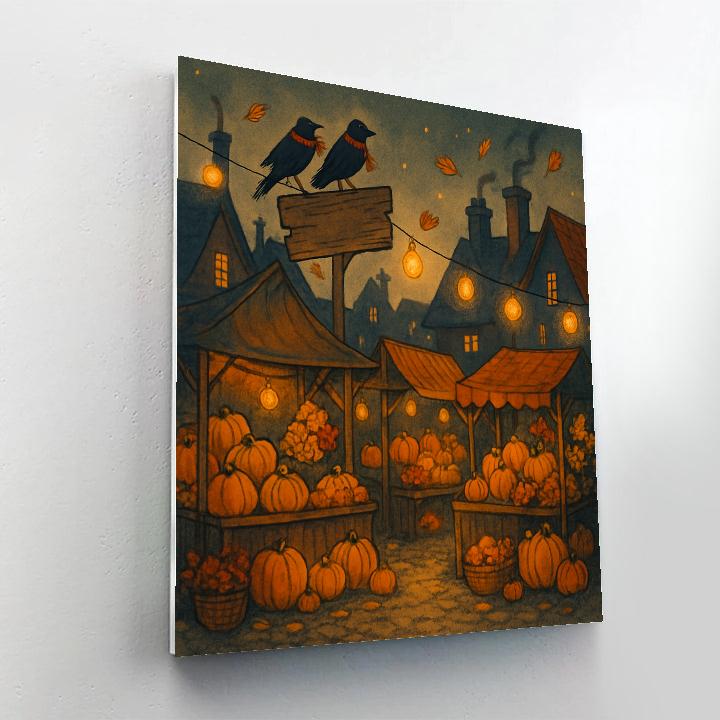 Cozy Crow Roost Above The Pumpkin Market Number painting