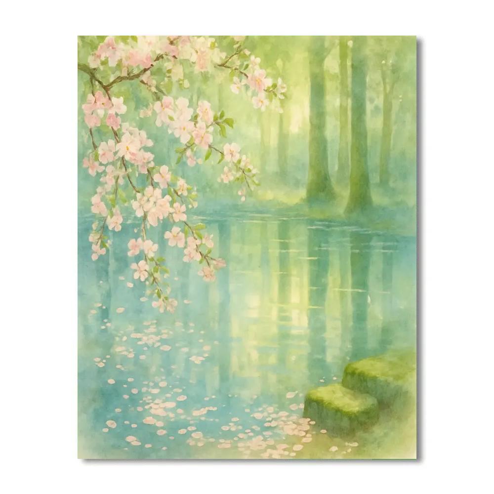 Spring Blossoms By Quiet Forest Pond Paint by numbers kits