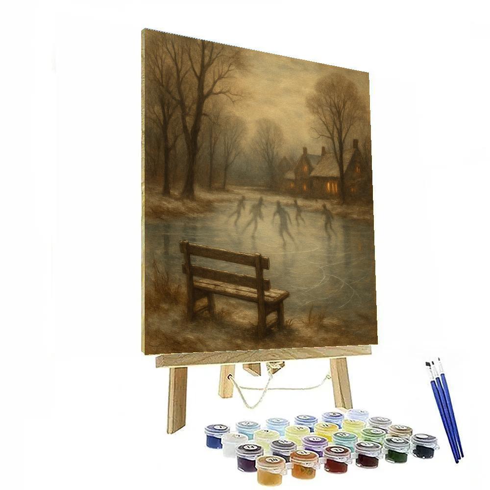 Frozen Pond Skaters Memory paint by numbers