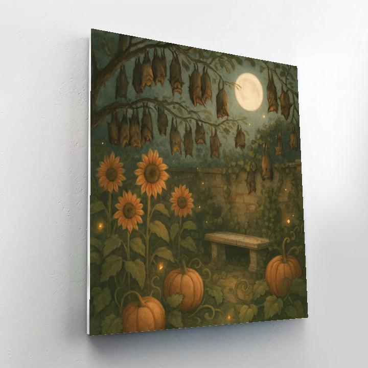 Moonlit Garden Of Sleepy Bats Numbered painting kits