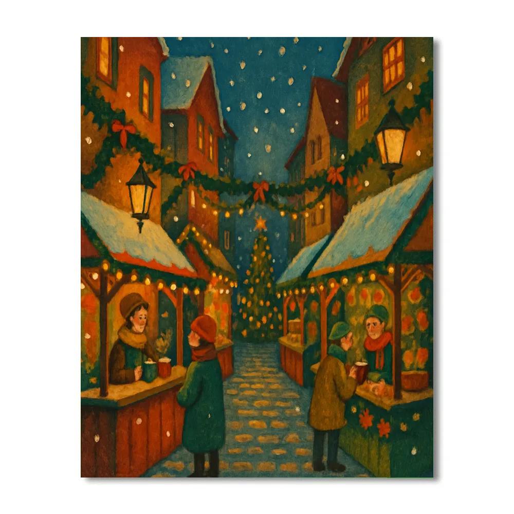 Christmas Market Lantern Alley Number painting