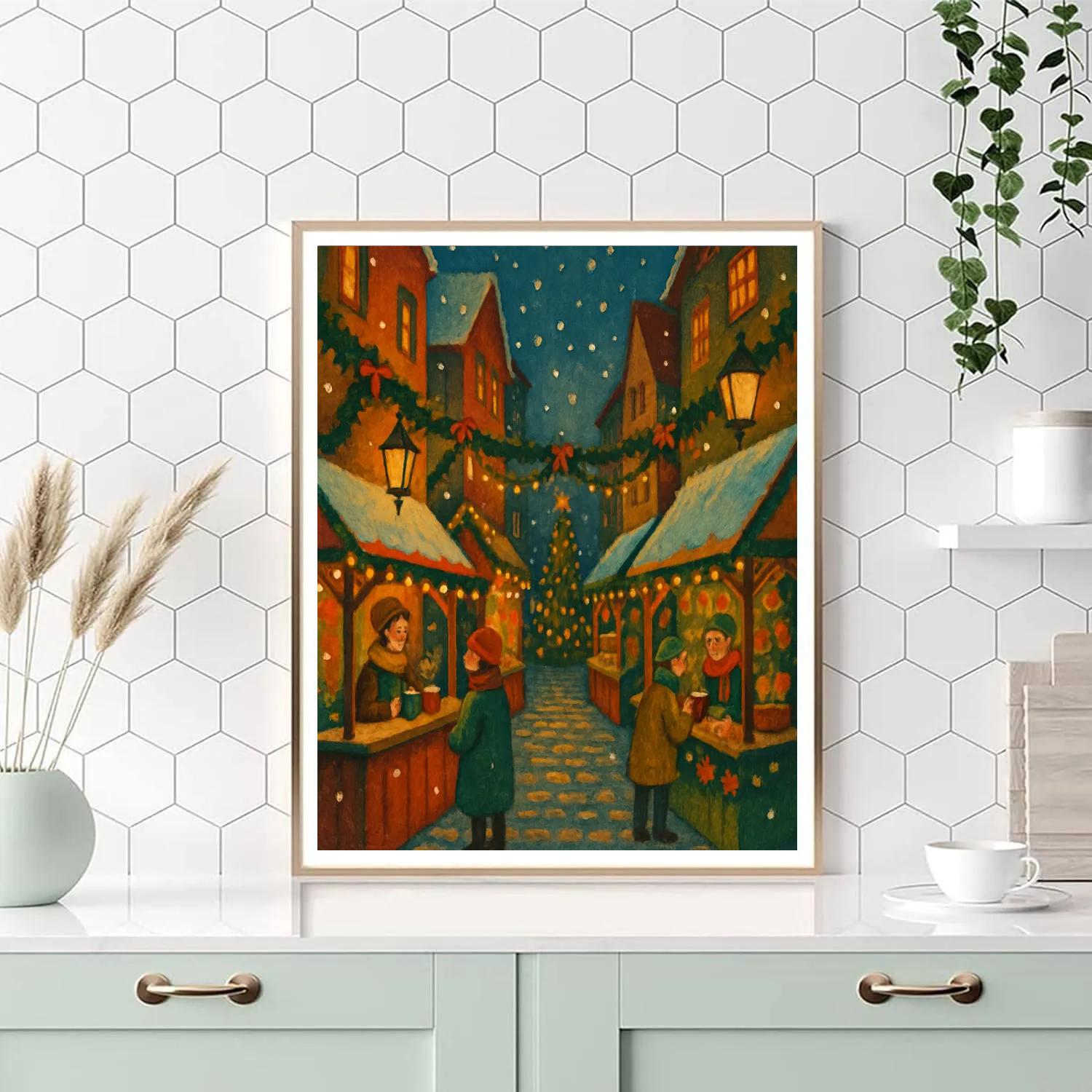 Christmas Market Lantern Alley Number painting