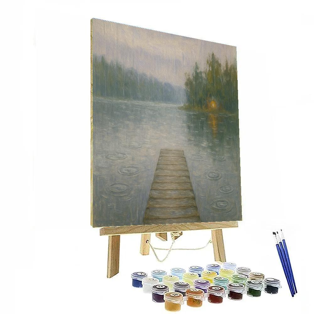 Rainy Day Dock On Glassy Lake paint by numbers