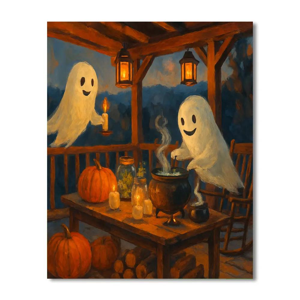 Autumn Porch Alchemy With Friendly Spirits Paint by numbers kits