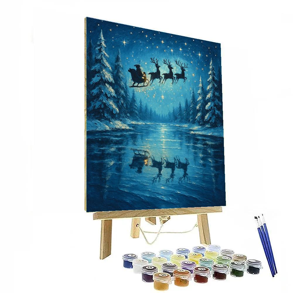 Santa Crossing The Moonlit Lake Numbered painting kits