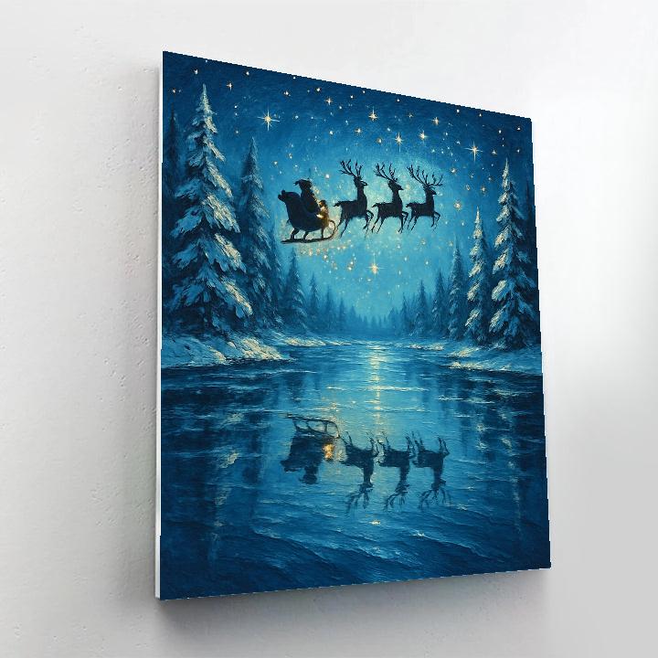 Santa Crossing The Moonlit Lake Numbered painting kits