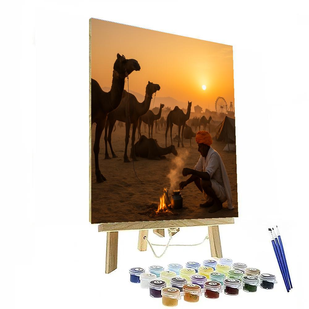 Pushkar Camel Fair Sunrise Campsite Paint by numbers art