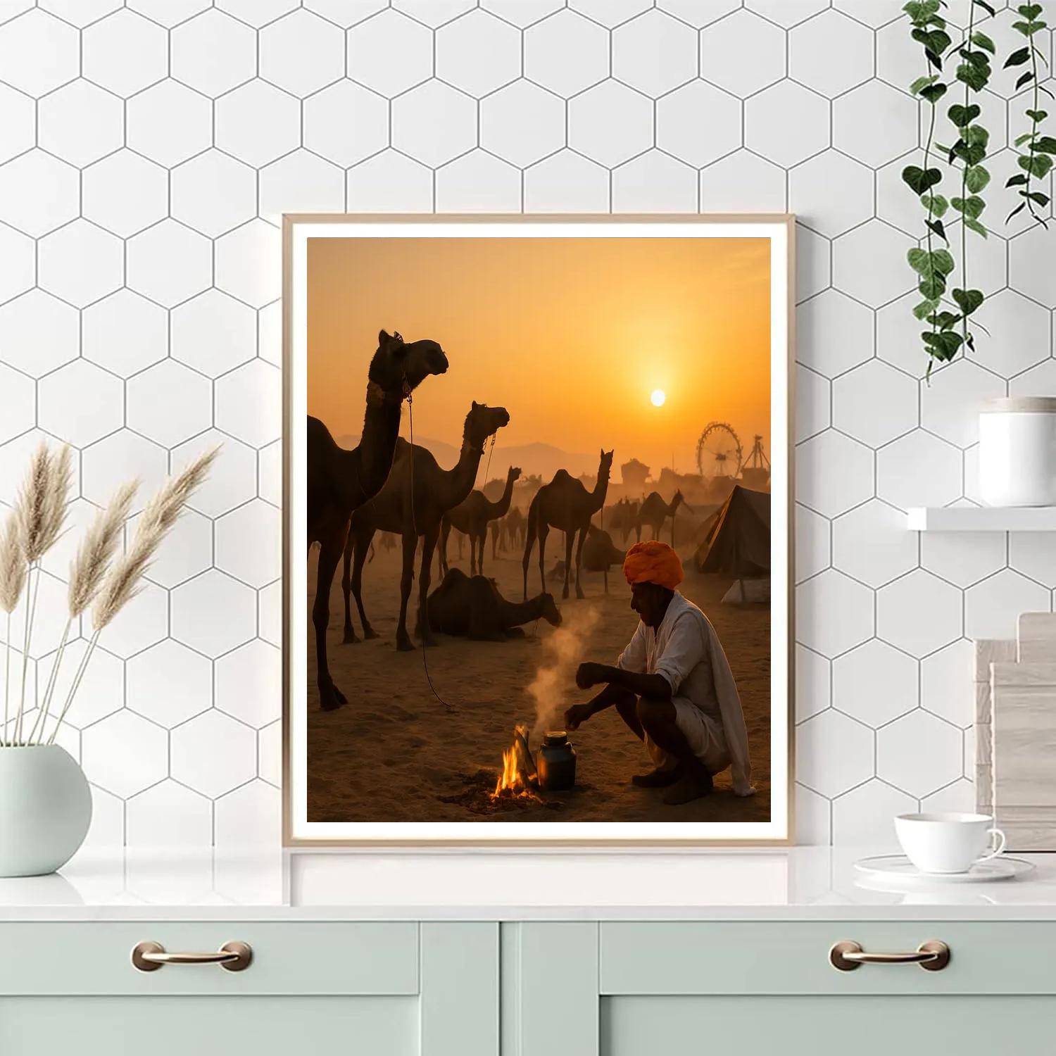 Pushkar Camel Fair Sunrise Campsite Paint by numbers art