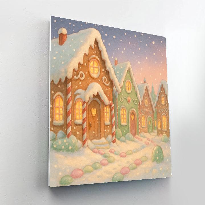 Gingerbread Street In Winter Twilight painting number kit