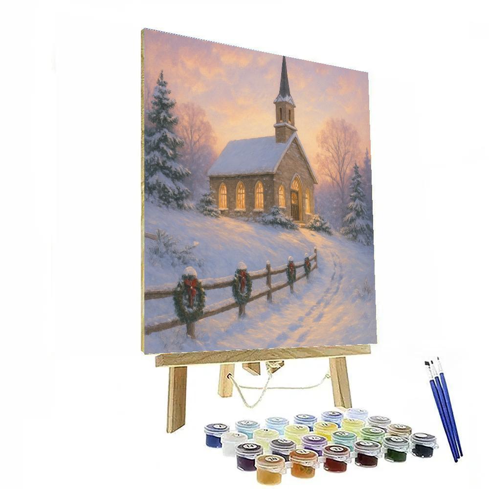 Frosty Church At Winter Dawn Paint by numbers kits
