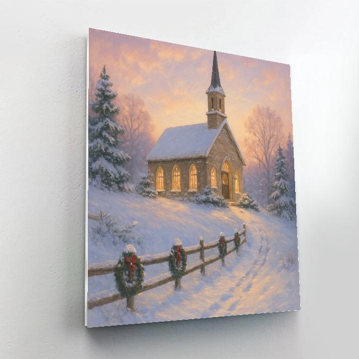 Frosty Church At Winter Dawn Paint by numbers kits