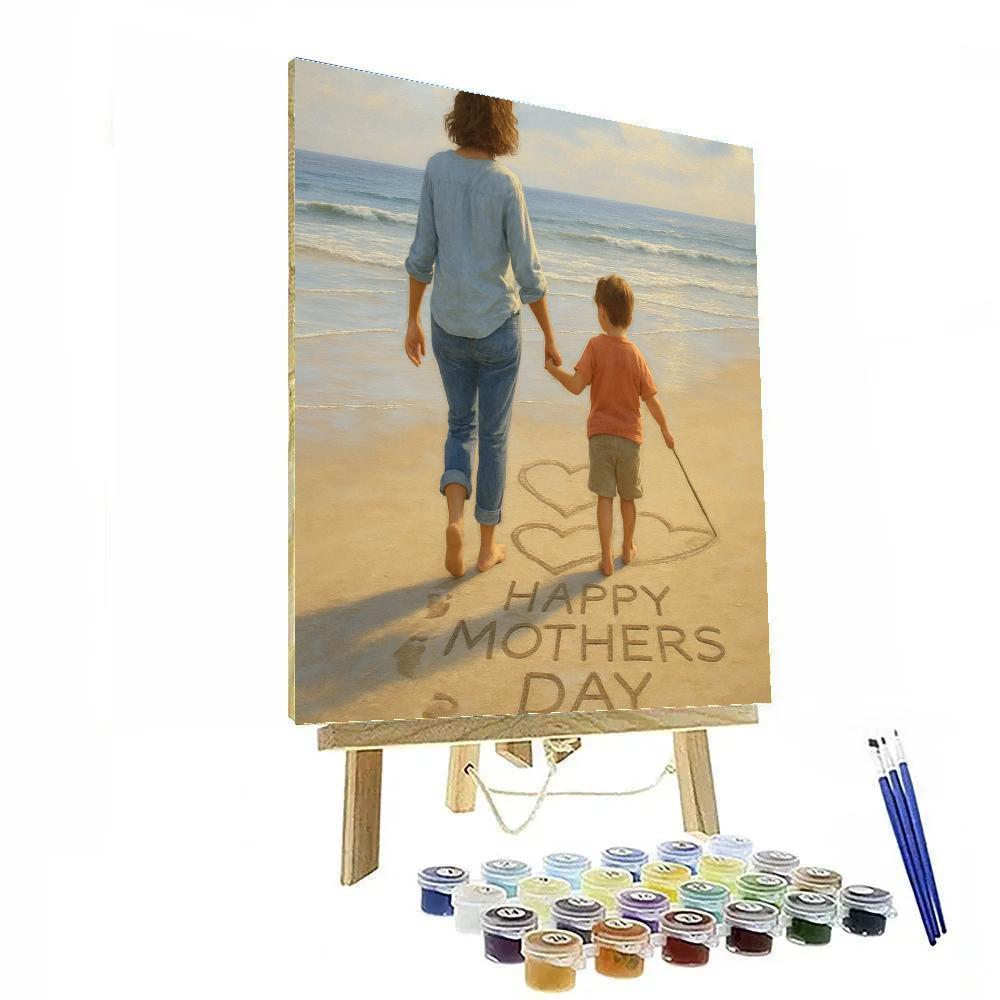 Mothers Day Beach Doodle Walk Painting by numbers kit