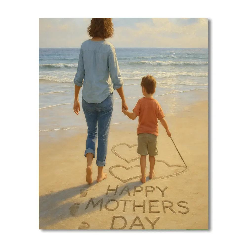 Mothers Day Beach Doodle Walk Painting by numbers kit