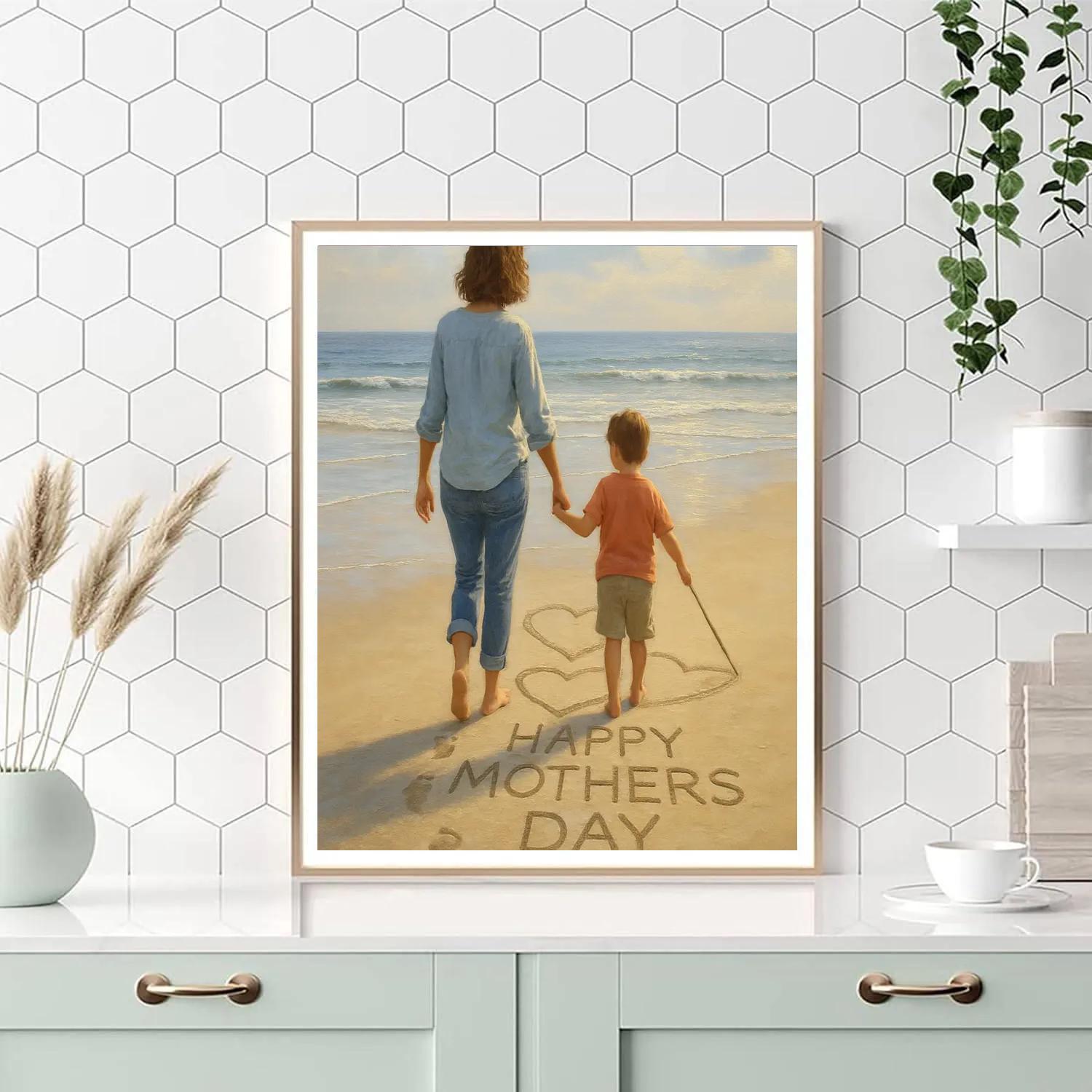 Mothers Day Beach Doodle Walk Painting by numbers kit