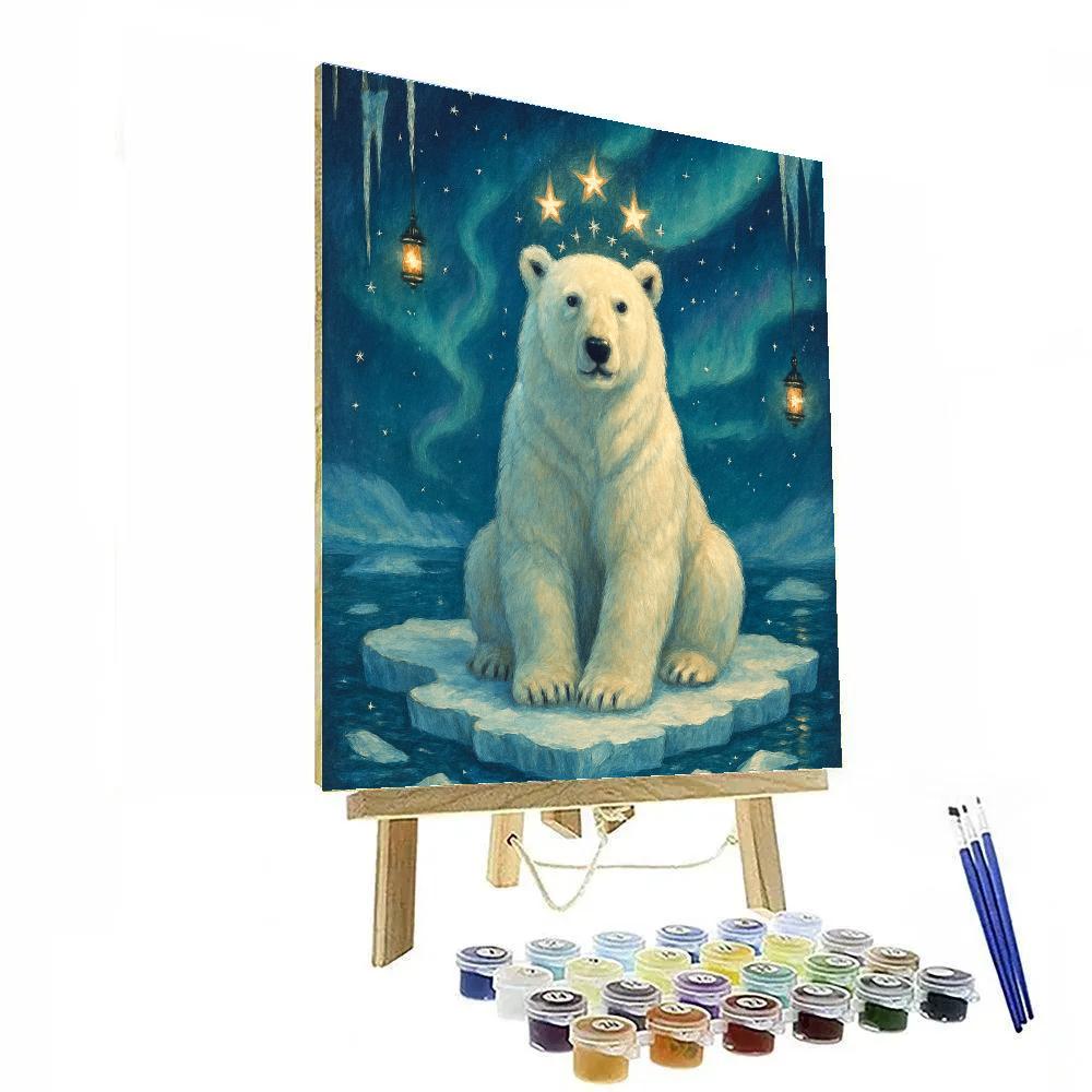 Star Crowned Polar Bear On Ice Floe Paint by numbers art