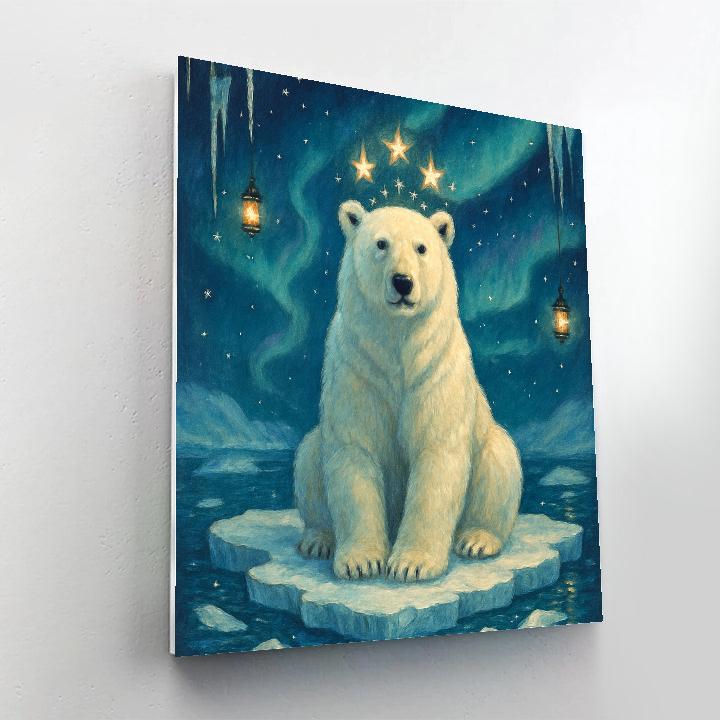 Star Crowned Polar Bear On Ice Floe Paint by numbers art