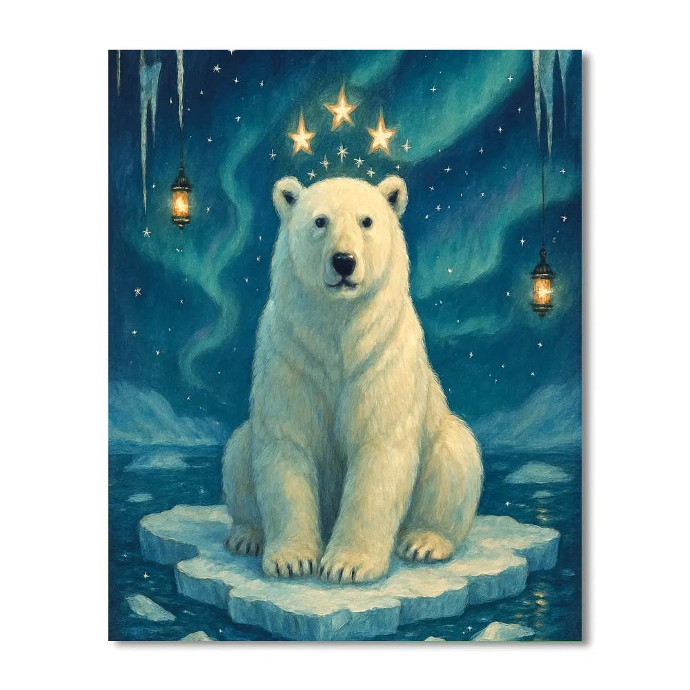 Star Crowned Polar Bear On Ice Floe Paint by numbers art