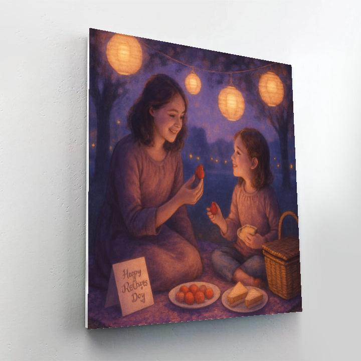 Mothers Day Picnic Under Lanterns paint by color