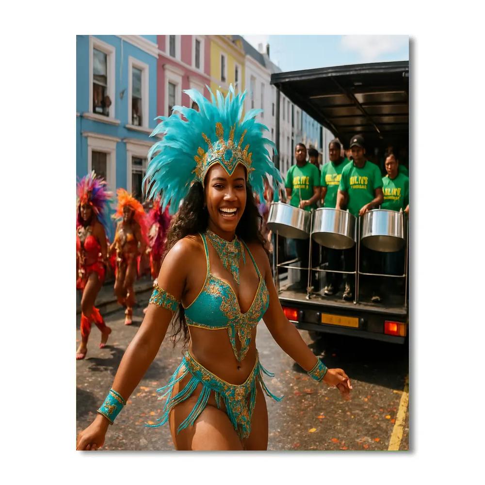 Notting Hill Carnival Street Parade In London paint by color